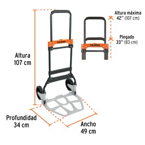 Coche de carga multiuso de aluminio con capacidad de 120kg - TRUPER