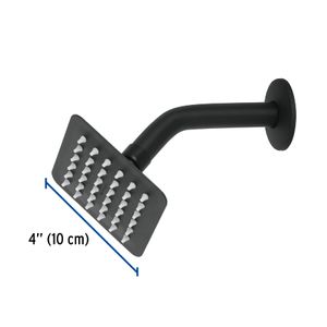 Cabeza de ducha cuadrada de 4" con brazo, negro mate - FOSET