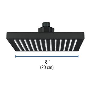 Cabeza de ducha cuadrada de 8", negro mate - FOSET