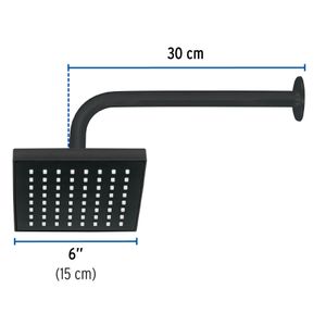 Cabeza de ducha cuadrada de 6" con brazo, negro mate - FOSET