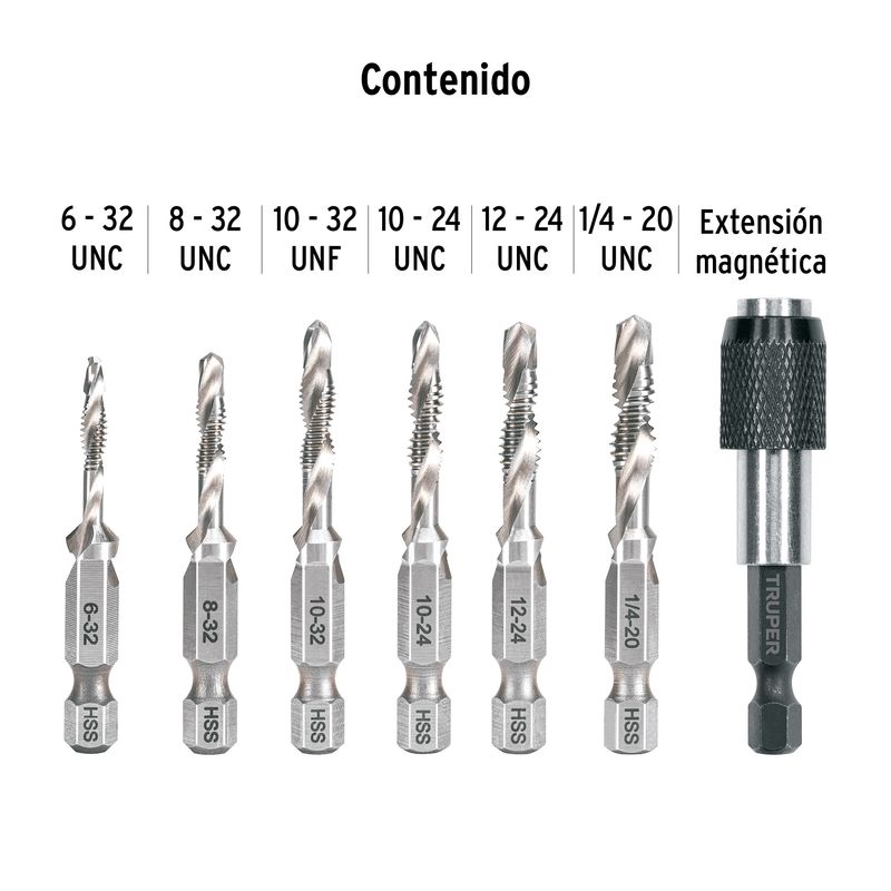 Juego-de-brocas-con-machuelo-para-metal-con-extension-magnetica