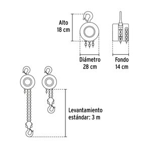 Tecle de cadena con 3 toneladas de capacidad - PRETUL