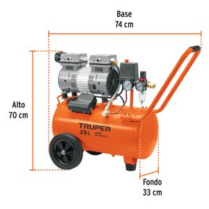 Compresor de aire silencioso de 1HP, 25L - TRUPER