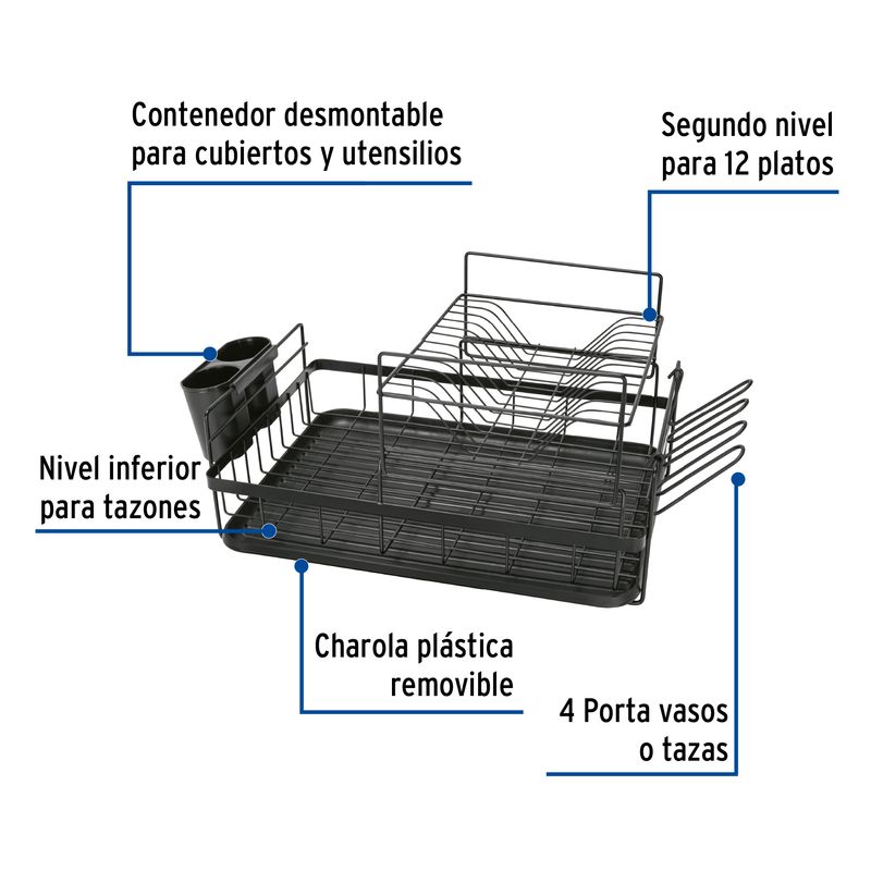 Escurridor-de-platos-con-2-niveles-negro