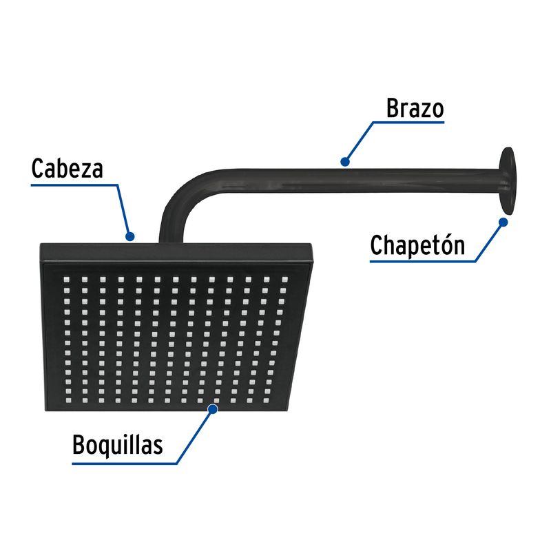 Cabeza-de-ducha-cuadrada-de-8--con-brazo-negro-mate