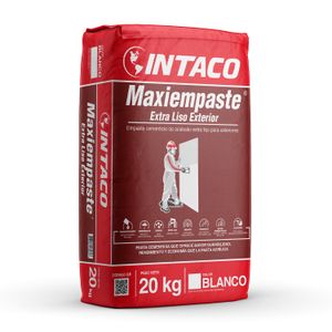 Empaste cementicio MAXIEMPASTE monocomponente extra blanco y liso 20 kg. - INTACO