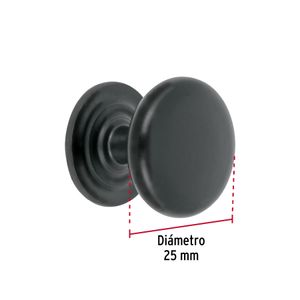 Botón negro mate de 25mm para cajones y puertas - HERMEX