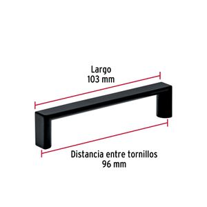 Tiradera negro mate de 96mm - HERMEX