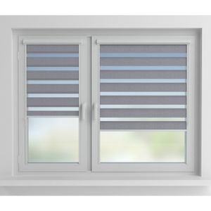 Persiana enrollable tipo Zebra Gris de 1,20m x 1,60m. - PLASTILISTO