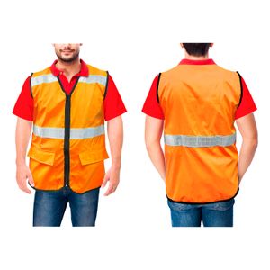 Chaleco reflectivo naranja 100% poliéster impermeable con cierre nylon. TALLA: XL. - TEXTILES RUTH IÑIGUEZ S.A.S