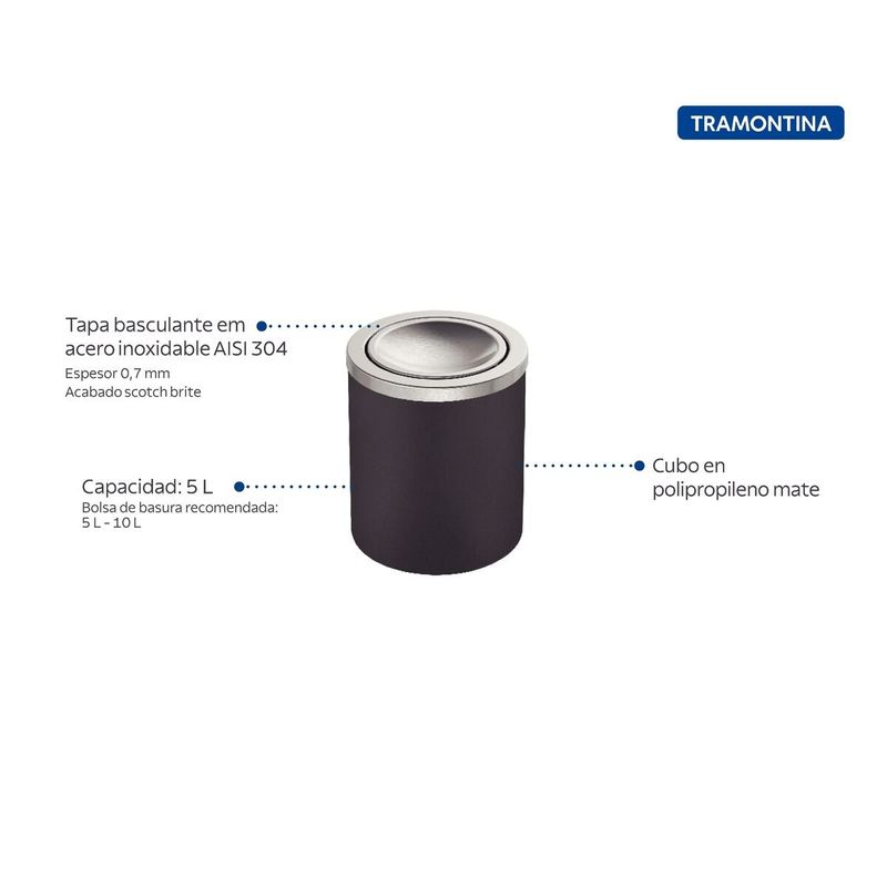 Basurero-UTIL-de-acero-inoxidable-con-tapa-basculante-de-5-lt-negro.