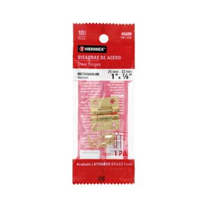 Bolsa con dos bisagras rectangulares de 1" x 7/8", de acero latonado - HERMEX