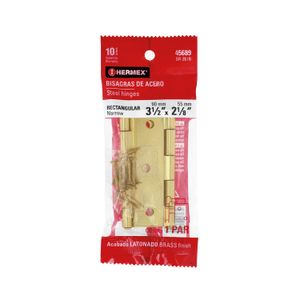 Bolsa con dos bisagras rectangulares de 3 1/2" x 2 1/8", de acero latonado - HERMEX