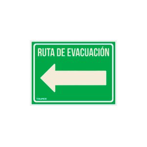Letrero de "Ruta de evacuación" (izquierda) - TRUPER