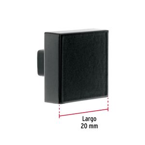 Botón cuadrado negro mate de 20mm - HERMEX