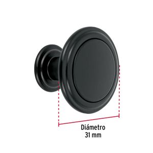 Botón negro mate moderno de 31mm - HERMEX