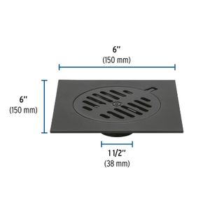Rejilla cuadrada de 6" x 6", negra de metal - FOSET