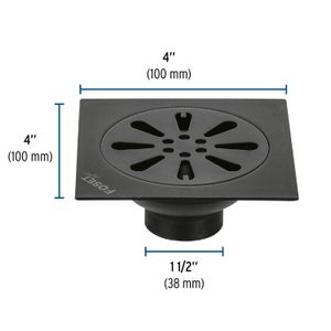 Rejilla cuadrada de 4" x 4", negra de metal y acero inoxidable - FOSET