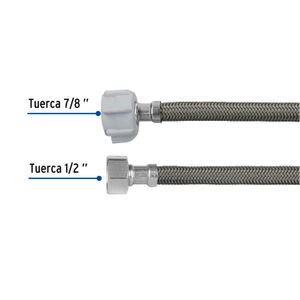 Manguera de abasto de 1/2" x 7/8" y 50cm, de vinilo gris - FOSET