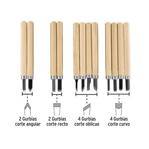 Formones escolares para madera, juego de 12 piezas - PRETUL