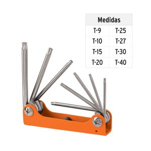 Juego de llaves torx de 8 piezas, tipo navaja - TRUPER