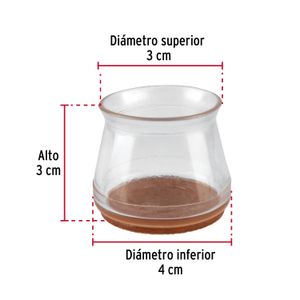 Regatones de caucho, 4 x 3 x 3, transparente, pack de 24 unidades - HERMEX