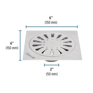 Rejilla cuadrada de 6" x 6", cromo de acero inoxidable - FOSET