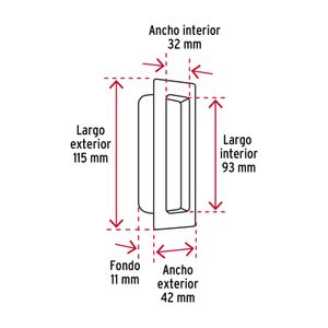 Jaladera de embutir rectangular, negro mate - HERMEX