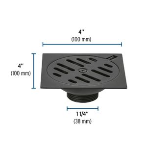 Rejilla cuadrada de 4" x 4", negra de cuerpo metálico - FOSET