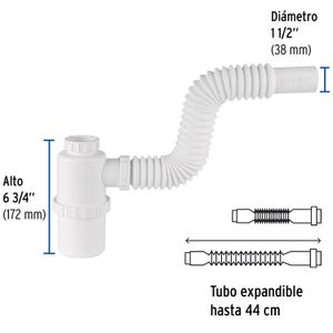 Juego de sifón con trampa de 1 1/2" de plástico - FOSET