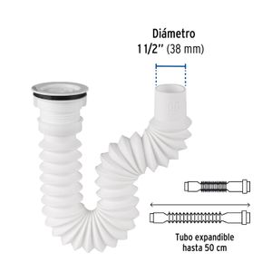 Sifón de 1 1/2" de plástico con tapón - FOSET