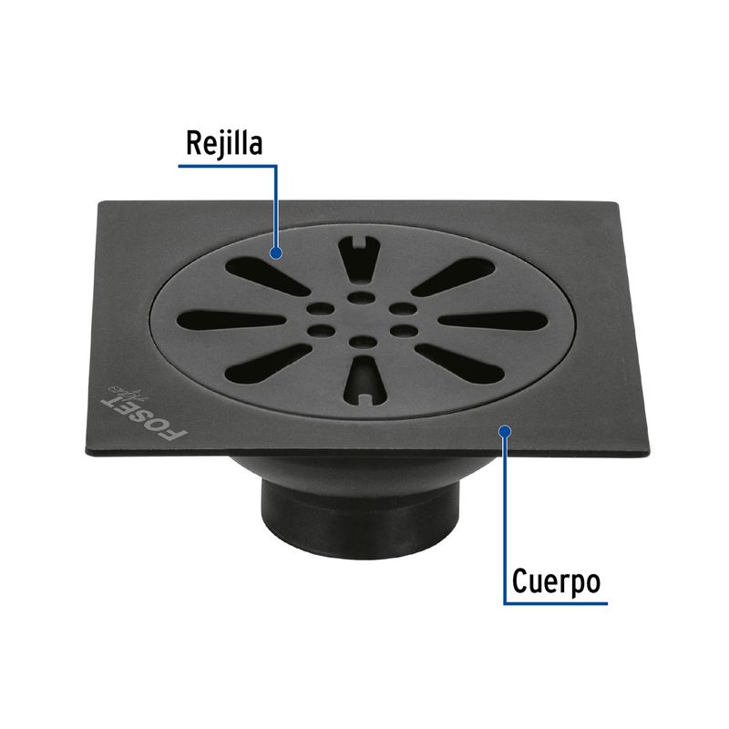 Rejilla-cuadrada-de-4--x-4--negra-de-metal-y-acero-inoxidable