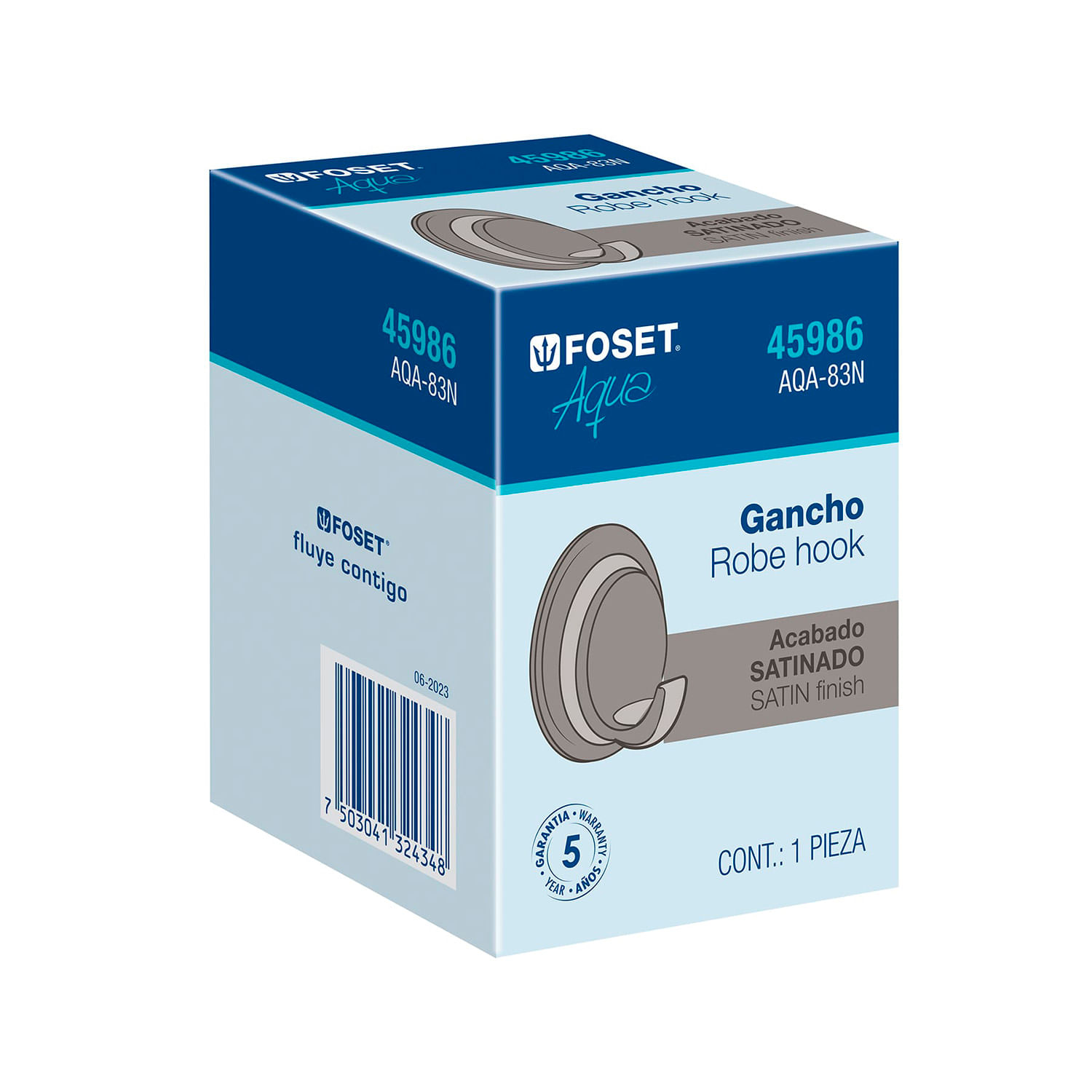 Gancho para taolla sencillo con acabado satín - FOSET - Kywi