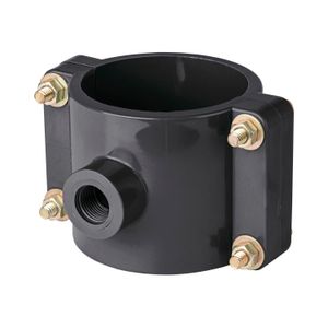 Abrazadera de 3" para toma domiciliaria y salida roscada de 1/2. - FOSET