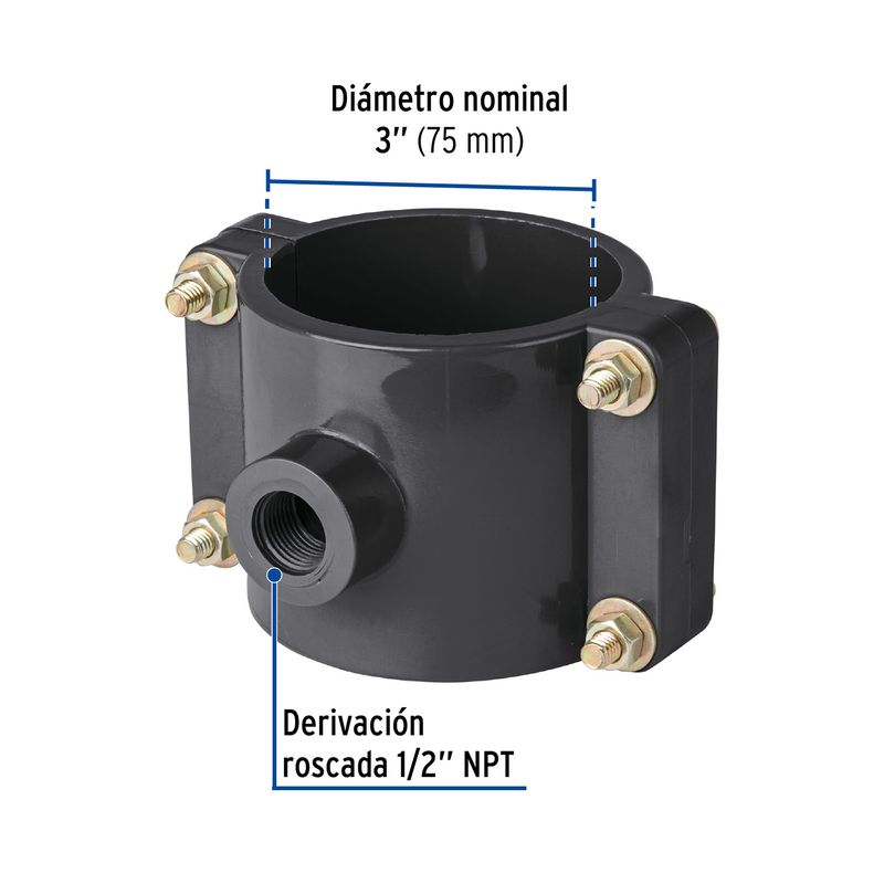 Abrazadera-de-3--para-toma-domiciliaria-y-salida-roscada-de-1-2.