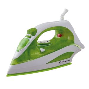 Plancha de ropa a vapor con base antiadherente Blanca con Verde. - IMACO
