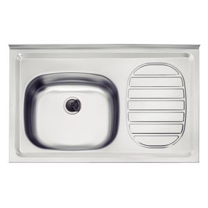 Fregadero de sobreponer de acero inoxidable de 80 x 50 cm Derecha.