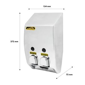 Dispensador de jabón para pared de 400 ml de 2 servicios Cromado. - ALKALA