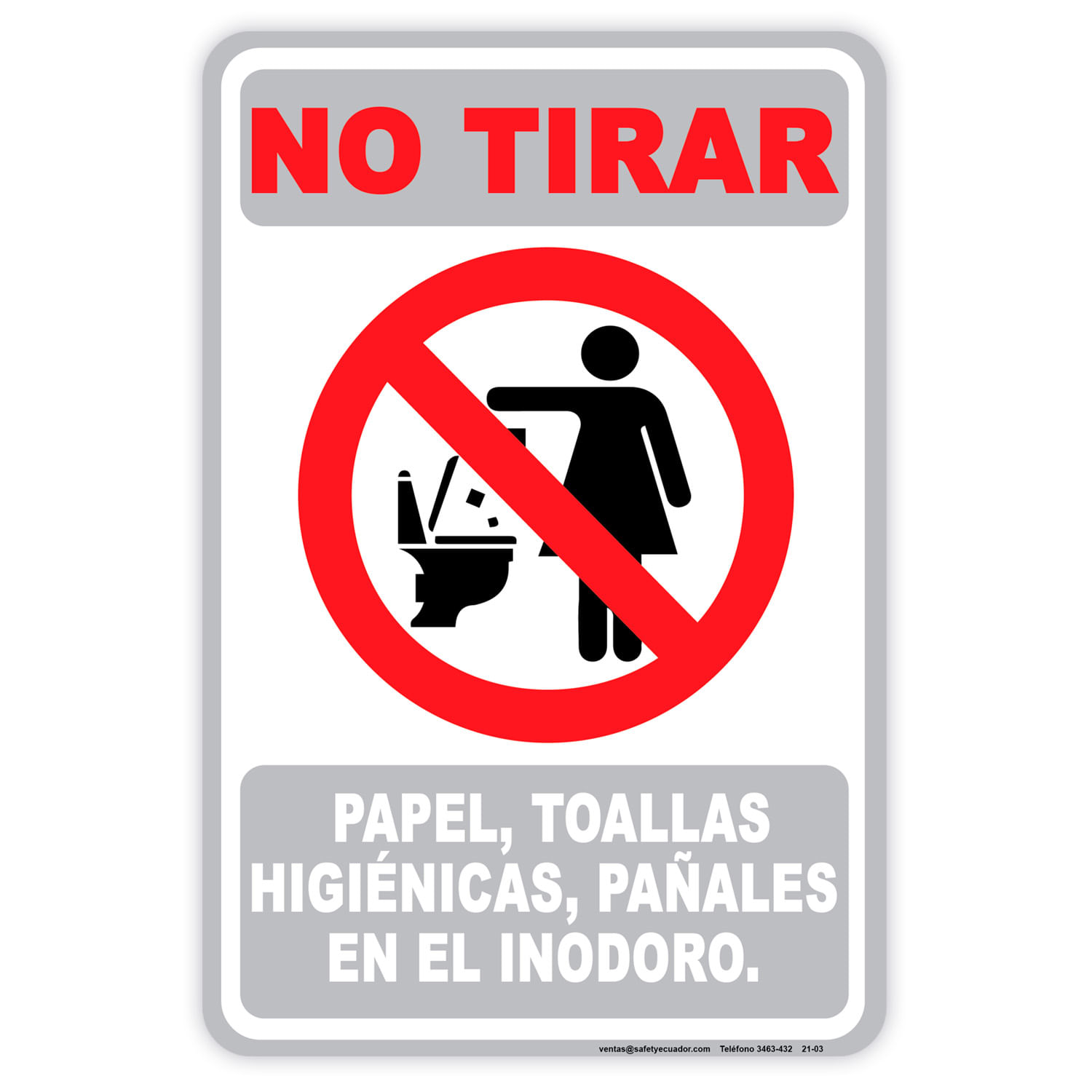 Letrero rígido de 30 x 20 cm Mensaje: FAVOR NO TIRAR EN INODORO ...