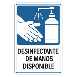 Letrero rígido de 30 x 20 cm Mensaje: DESINFECTANTE DE MANOS. - SAFETY ECUADOR