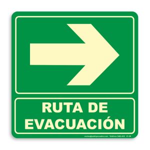 Letrero adhesivo de 20 x 20 cm Mensaje: RUTA DE EVACUACIÓN. - SAFETY ECUADOR