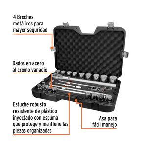Juego de 23 herramientas cuadro 3/4" std para mecánico - TRUPER