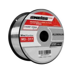 Rollo de alambre de soldadura MIG de Aluminio 0.035′ 0.9mm AWS ER4043 (0.5 Kg). - SWEISS
