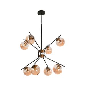 Lampara Colgante Negro+Dorado 8L 40W E27 - LUMICENTRO