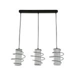 Lampara-colgante-moderna.-Base-recta-y-Vidrios-tubulares-blancos.-3-luces-boquilla-E27