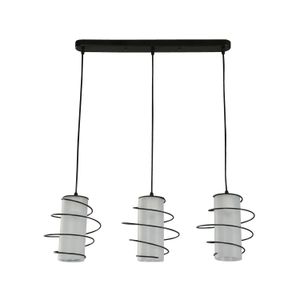 Lámpara colgante moderna. Base recta y Vidrios tubulares blancos. 3 luces, boquilla E27 - LUMICENTRO