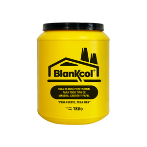 Goma blanca adhesiva vinílica de secado rápido y alta resistencia Bote de 1 kg. - BLANKCOL
