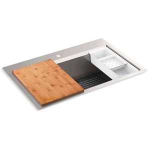 Fregadero para cocina Task de acero inoxidable de 1 poceta para montaje superior o inferior de 33". - KOHLER