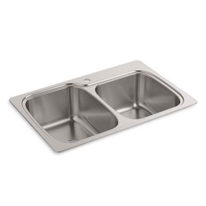 Fregadero para cocina Verse de acero inoxidable con 2 pocetas para montaje superior o inferior de 33". - KOHLER