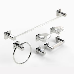 Juego de accesorios para baño BARÚ de 6 piezas cromadas. - AQUABLUE